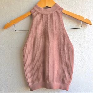 Kendall & Kylie pink turtle neck tank top